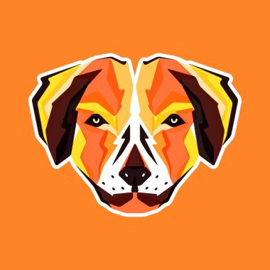 Labrador Retriever köpekleri renkli soyut modern maskot logosu çizimi