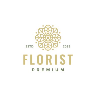 Mozaik mandala temiz minimalist çizgi stili hipster logo tasarım vektör ikonu çizimi bırakır