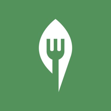 Yaprak bitkisel çatal sağlık mutfağı basit logo tasarım vektör resimleme