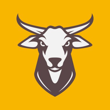 İnek kafası portresi sığır eti eti maskotu çizgi film karakteri logo tasarım vektör illüstrasyonu