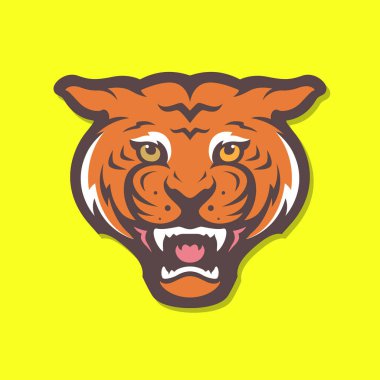 Kaplan portresi hayvan kükremesi vahşi yaşam etobur renkli modern maskot karakter çıkartması logo tasarım ikonu çizimi