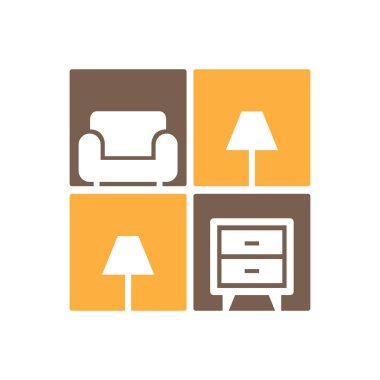 iç mobilyalar dekoratif modern minimalist kanepe şifonyer logosu tasarım vektör resimleme