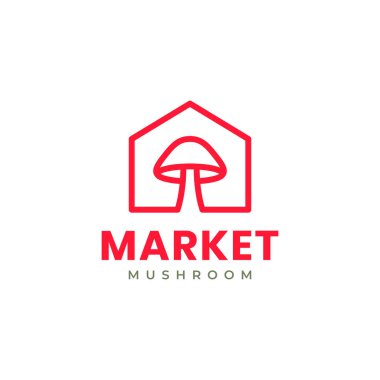 mantar evi sebze mağazası modern basit minimal çizgi stili logo tasarım vektör illüstrasyonu