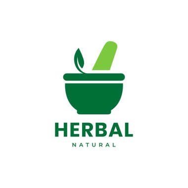 Bitkisel tıp kasesi geleneksel logo tasarımı vektör ikonu çizimi