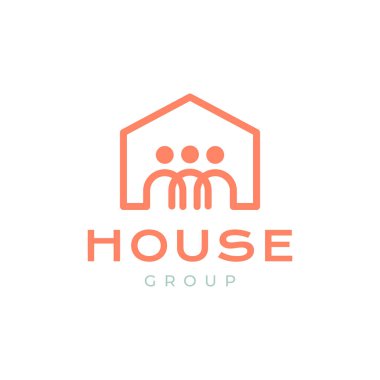 house people group community community lines style minimal logo tasarım vektör illüstrasyonu