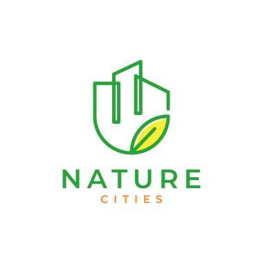 Şehir doğası çizgi biçimini terk eder basit minimalist logo tasarım vektörü çizimi