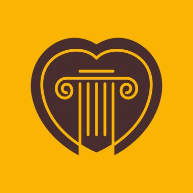 Sütun hukuk firması danışmanı kalbi çok az seviyor basit logo tasarımı vektör illüstrasyonu