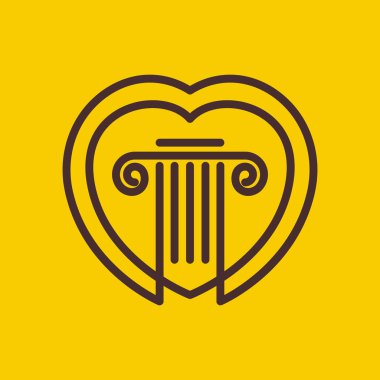 Temel hukuk firması danışmanı kalp çizgisi tarzı basit logo tasarımı vektör illüstrasyonunu seviyor