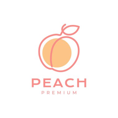 taze şeftali çizgisi stili minimal renkli modern logo tasarımı vektör çizimi resimlemesi