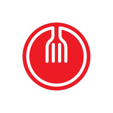 Çatal çember geometrik yuvarlak şekil minimalist basit stil düz modern logo tasarım vektör çizimi resimleme