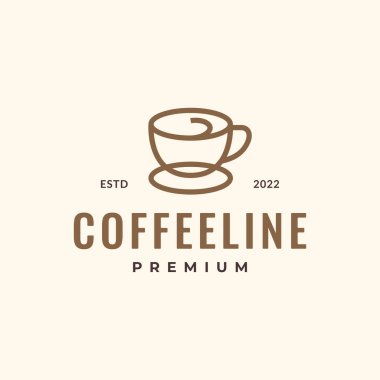 Kahve fincanı içecek basit hipster stili vintage renkli logo tasarımı vektör illüstrasyonu