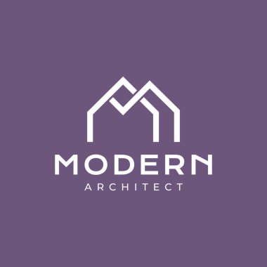 ev şekli modern minimalist mimari yapı basit düz logo tasarım vektör çizimi