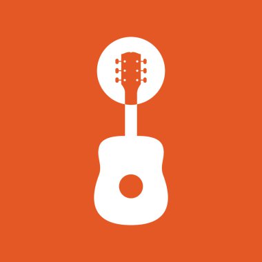 gitar müziği modern şekil temiz düz renkli basit logo tasarımı vektör illüstrasyonu