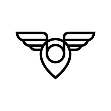 pin haritası konumu kanat çizgisi biçimi modern düz logo tasarım vektör çizimi illüstrasyonu