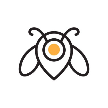 Arı böcek nokta yeri satırı biçimi modern düz logo tasarım vektör çizimi illüstrasyonu