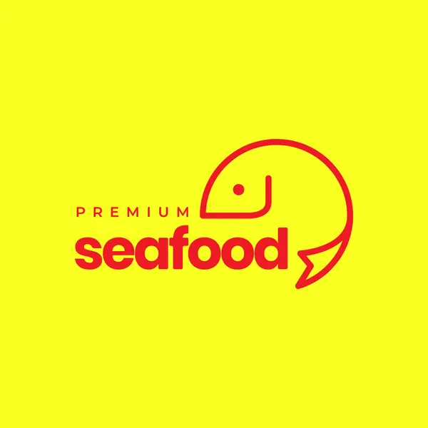 魚の丸い円形幾何学の現代食糧シーフード調理釣りのミニマリスト ライン様式のロゴの設計 ベクトル アイコン イラスト ロイヤリティフリーストックベクター