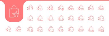 shopping bag line icons set design vector clipart