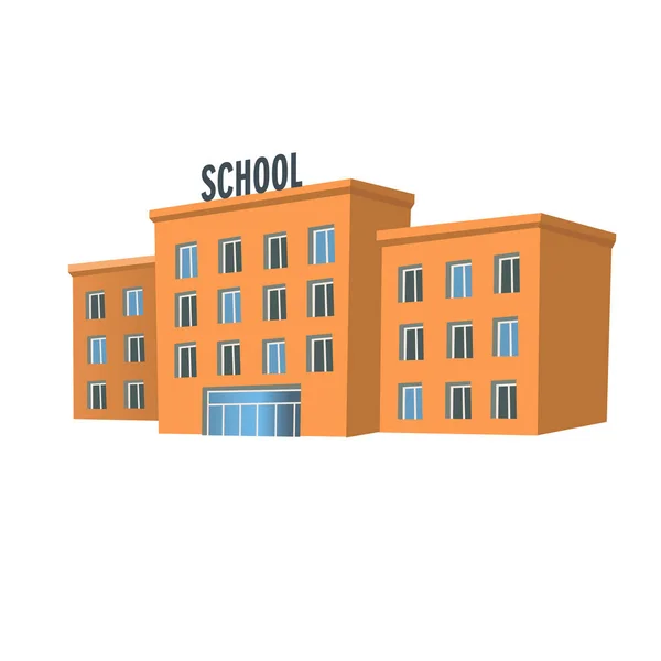 Edifício Escolar Perspectiva Estilo Desenho Animado Plano —  Vetores de Stock