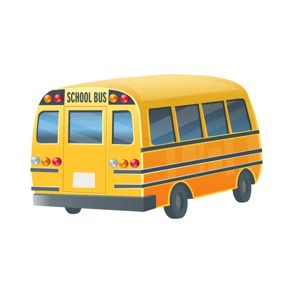 Okul Otobüsünün Arka Görüntüsü Çizgi Film Illüstrasyonu — Stok Vektör