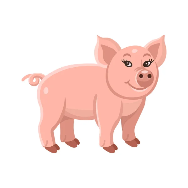 Cerdo Dibujos Animados Para Niños Animales Granja Ilustración Vectorial — Vector de stock