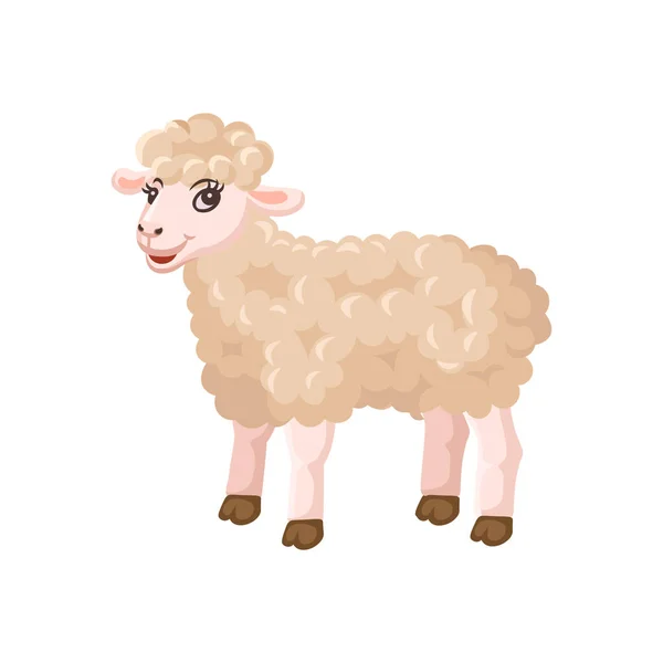 Kreskówkowa Owca Dla Dzieci Zwierzęta Gospodarstwa Ilustracja Wektora — Wektor stockowy
