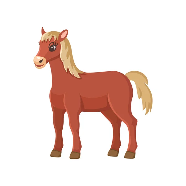 Kreskówkowy Koń Dla Dzieci Zwierzęta Gospodarstwa Ilustracja Wektora — Wektor stockowy