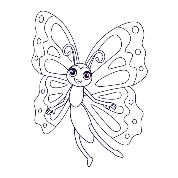  Komik kelebek çizgi filmi. Mavi kelebek. Beyaz arka plandaki çocuklar için çizgi film kelebeği