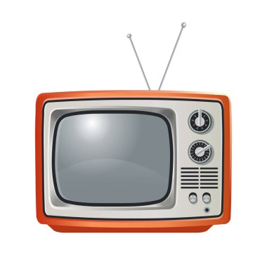 Turuncu retro televizyon, ön manzara. Vektör çizgi film biçimi.