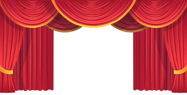 Red Theater Curtains Colored Curtains Lambrequin Vector — Stock Vector