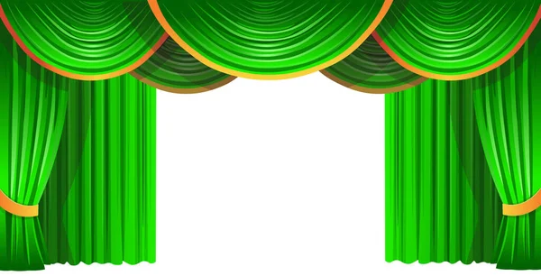 Cortinas Teatro Verde Cortinas Coloridas Com Lambrequim Vetor —  Vetores de Stock