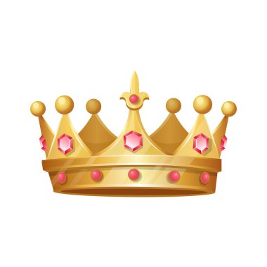 Değerli taşları olan altın taç. Vektör çizgi film illüstrasyonu.