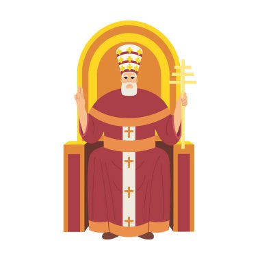 Binbaşı Arcana tarot kartı tasarımı. El çizimi düz çizgi film tarzı. HIEROPHANT