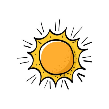 Konuşma balonu güneş. Duygulu komik konuşma balonu. El çizimi. Çizgi film çizgisi biçiminde renk vektör illüstrasyonu.