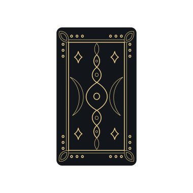 Tarot kartı kenarları doğrusal tarzda çerçeveli sihirli sembolleri kaplar.