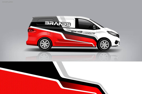 Van wrap design. Wrap, sticker and decal design for company. Vector format eps 10 dekal a1 