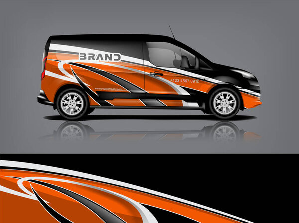 Van wrap design. Wrap, sticker and decal design for company. Vector format eps10 dekal a1