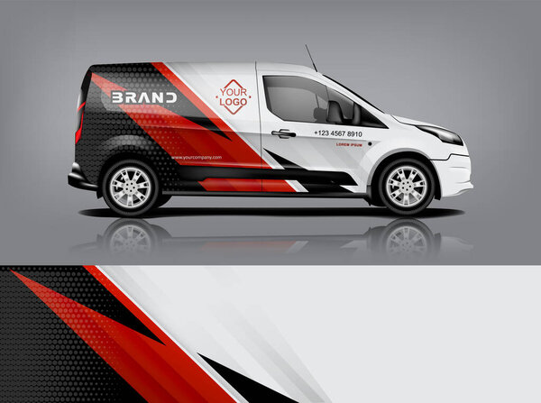 Van wrap design. Wrap, sticker and decal design for company. Vector format eps10 dekal a1