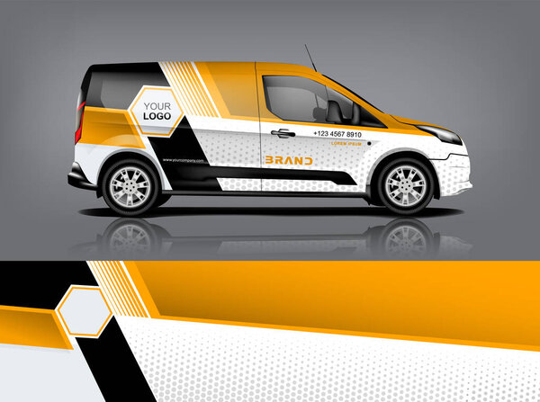 Van wrap design. Wrap, sticker and decal design for company. Vector format eps10 dekal a1