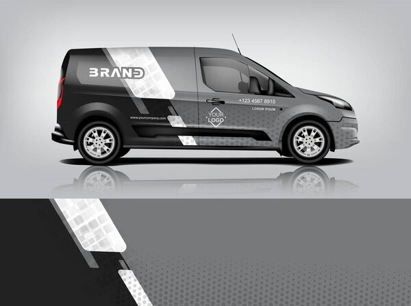 Van wrap design. Wrap, sticker and decal design for company. Vector format eps10 dekal a1