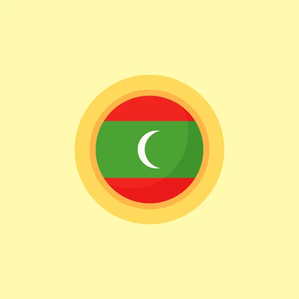Прапор Мальдівів Круглою Рамою Стиль Плаского Дизайну — стоковий вектор