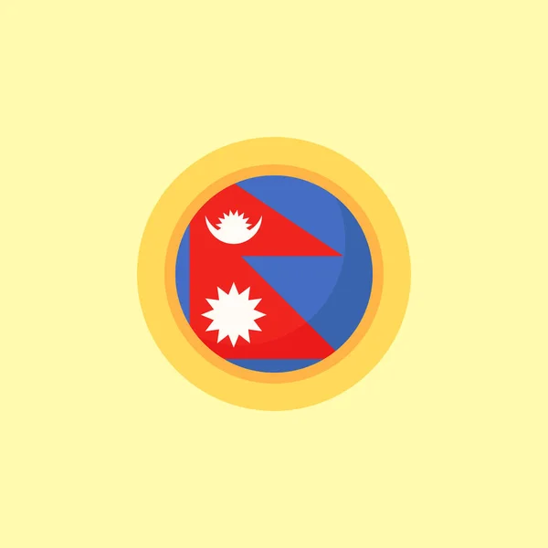 Bandera Nepal Con Marco Redondo Estilo Diseño Plano — Archivo Imágenes Vectoriales
