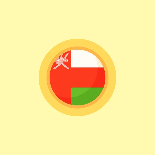 Bandera Omán Con Marco Redondo Estilo Diseño Plano — Vector de stock