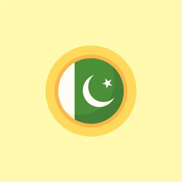 Bandera Pakistán Con Marco Redondo Estilo Diseño Plano — Archivo Imágenes Vectoriales