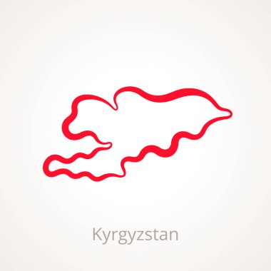 Outline map of Kyrgyzstan marked with red line.