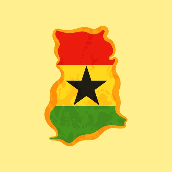 Χάρτης Της Γκάνα Χρωματιστό Σημαία Και Σημειώνονται Μια Χρυσή Γραμμή — Διανυσματικό Αρχείο