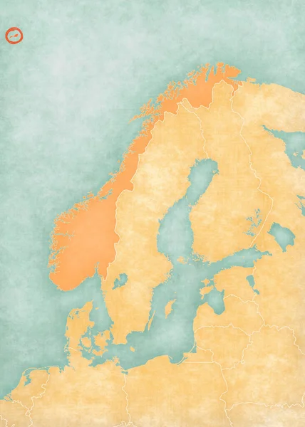 Jan Mayen Sulla Mappa Scandinavia Morbido Grunge Stile Vintage Come — Foto Stock