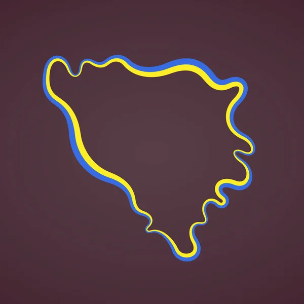 Mapa Del Contorno Bosnia Herzegovina Marcado Con Cinta Colores Bandera — Archivo Imágenes Vectoriales