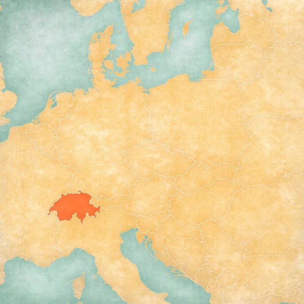Suiza Mapa Europa Central Estilo Grunge Suave Vintage Como Papel — Foto de Stock