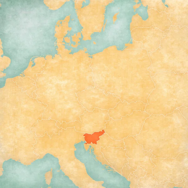 Eslovenia Mapa Europa Central Grunge Suave Estilo Vintage Como Papel — Foto de Stock