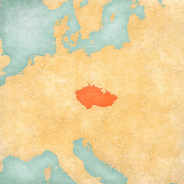 Csehország Térképen Közép Európa Puha Grunge Vintage Stílusban Mint Régi — Stock Fotó